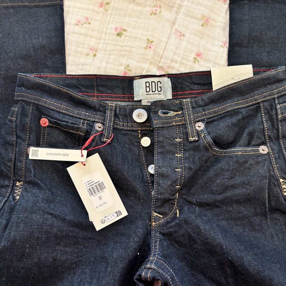 BDG Women's Dark Indigo Skinny Jeans with Contrast Stitching
